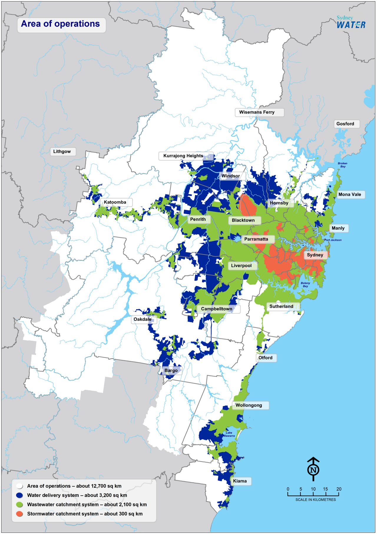 Sydney Water area of operations map