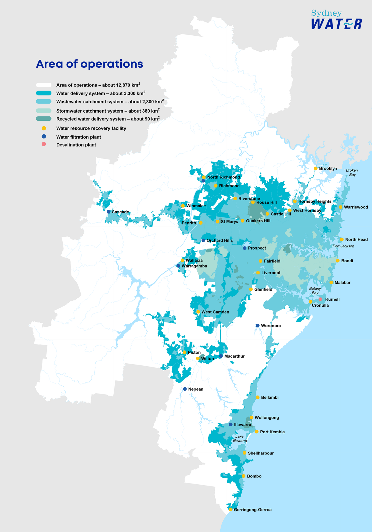 Sydney Water area of operations map