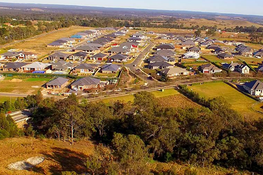 Aerial view of houses in the Wilton growth area