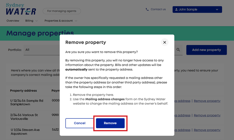 Step 2 how to remove a property