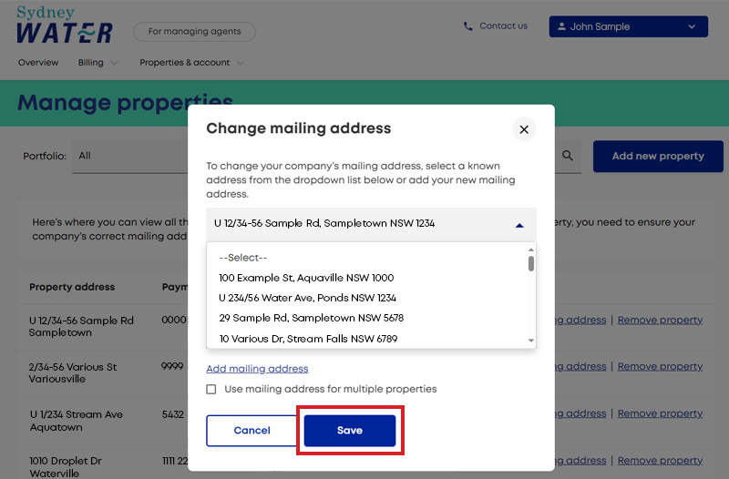 Step 2 change mailing address