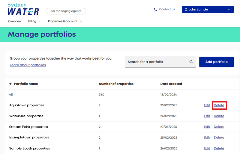 Step 1 delete portfolios