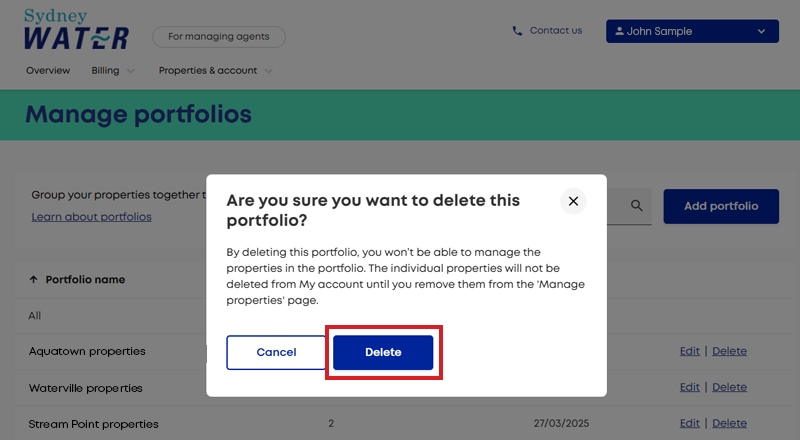 Step 2 delete portfolios