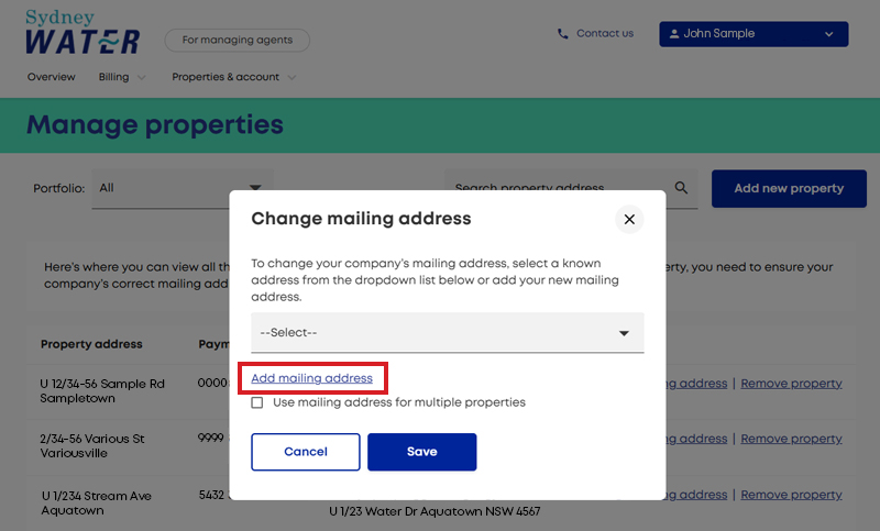 Step 2 add mailing address