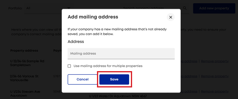 Step 2 add mailing address