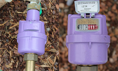 Elster recycled water meter front and back