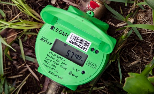 This closeup displays the reading on an EDMI digital meter.