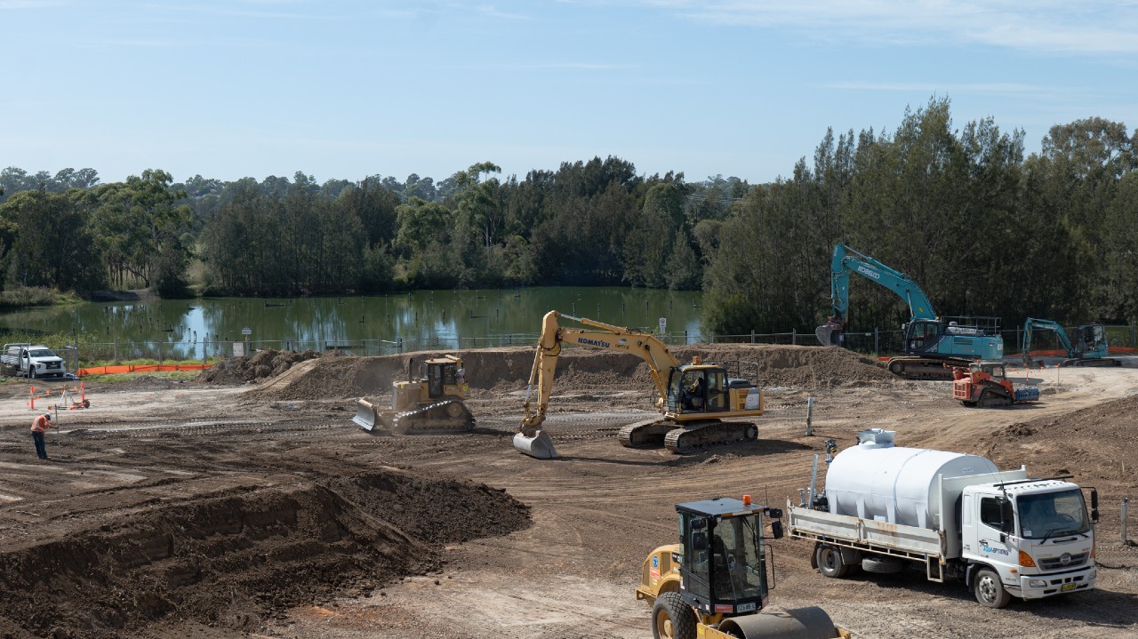 Earthworks for the construction of the membrane bioreactor tanks 