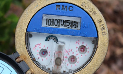 Dial on an RMC brand water meter