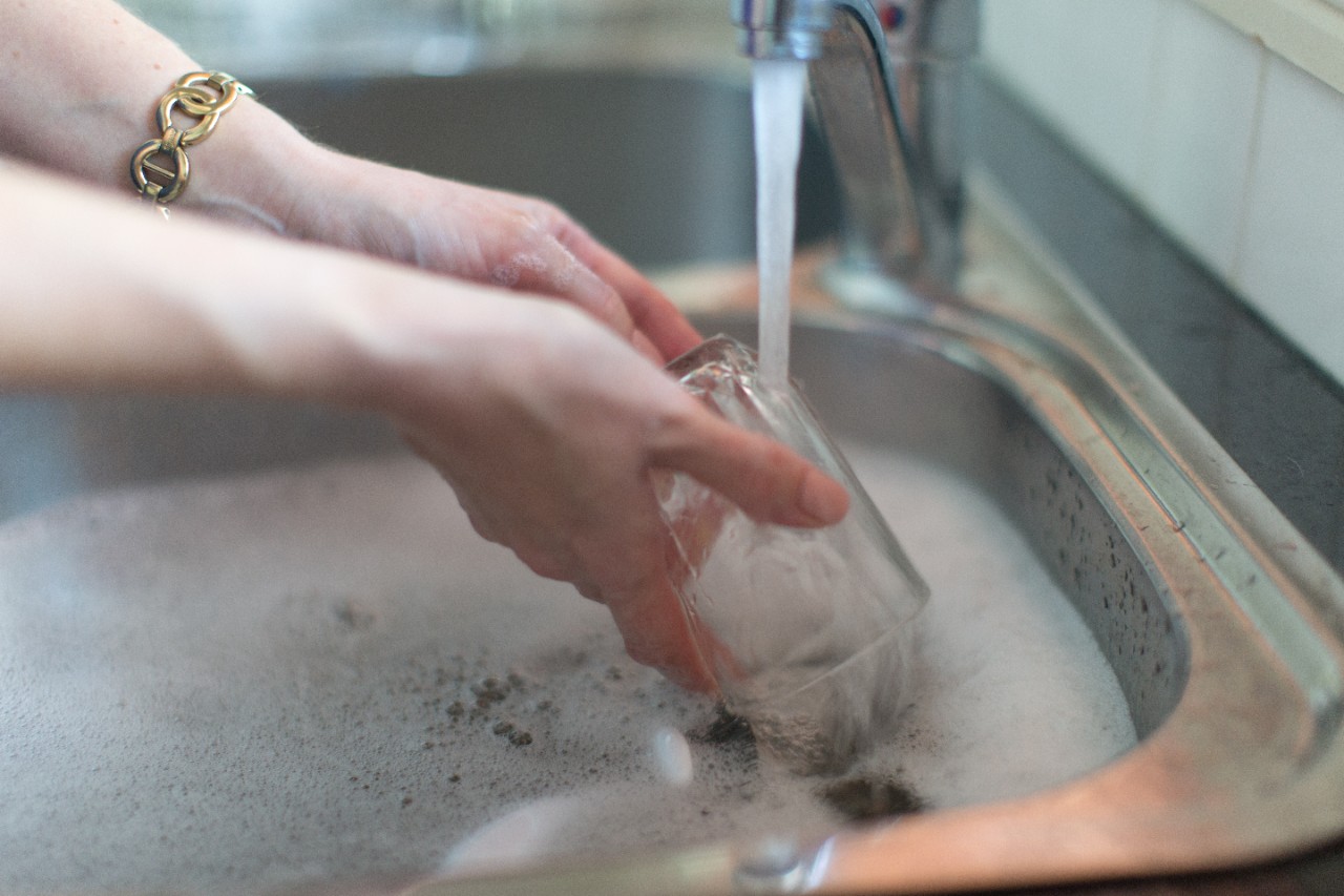 Washing up.