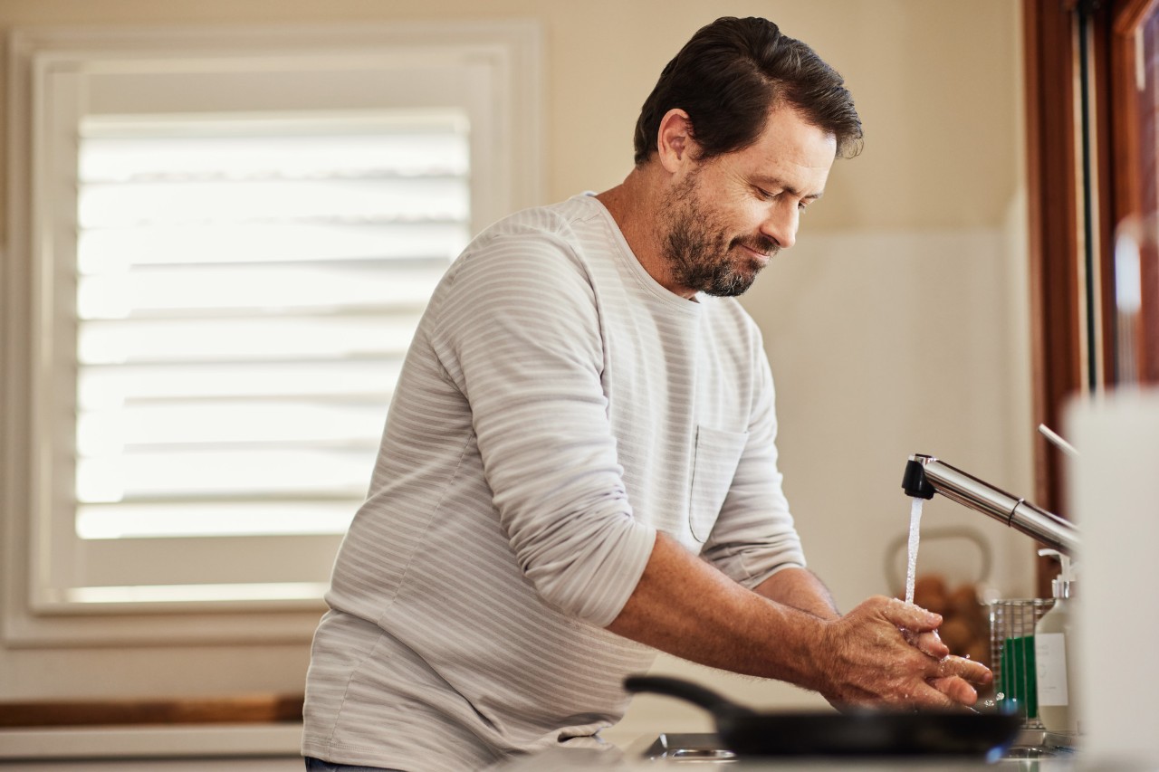 Man washing hands