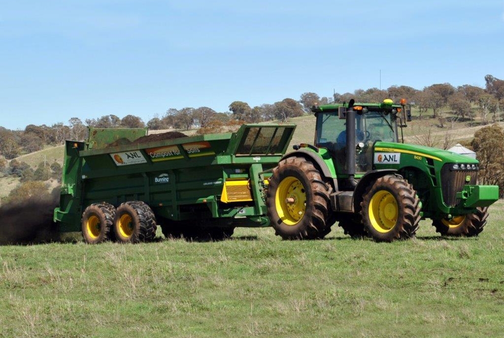 A photo of a tractor applying biosolids.