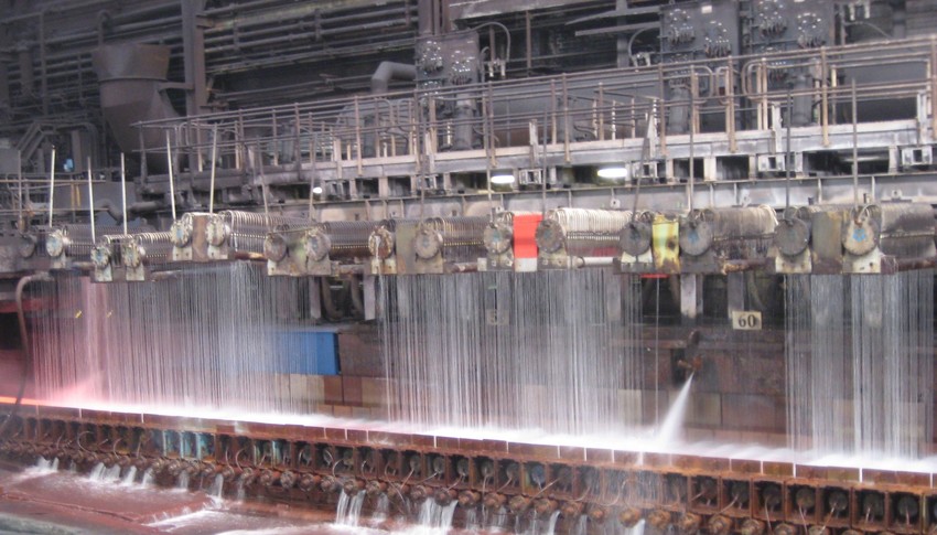A photo of water used for cooling in the steel manufacturing process.