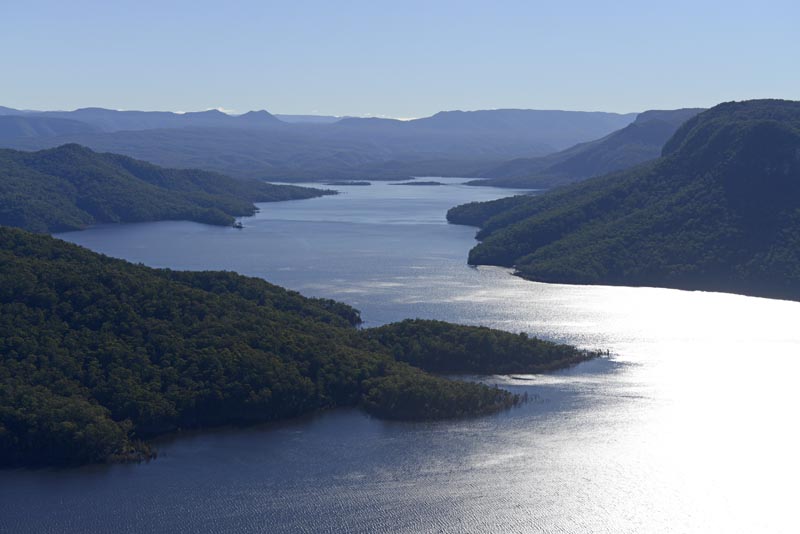 An aerial picture of Warragamba dam