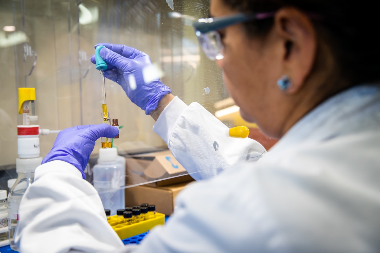 Lab technician conducting tests.