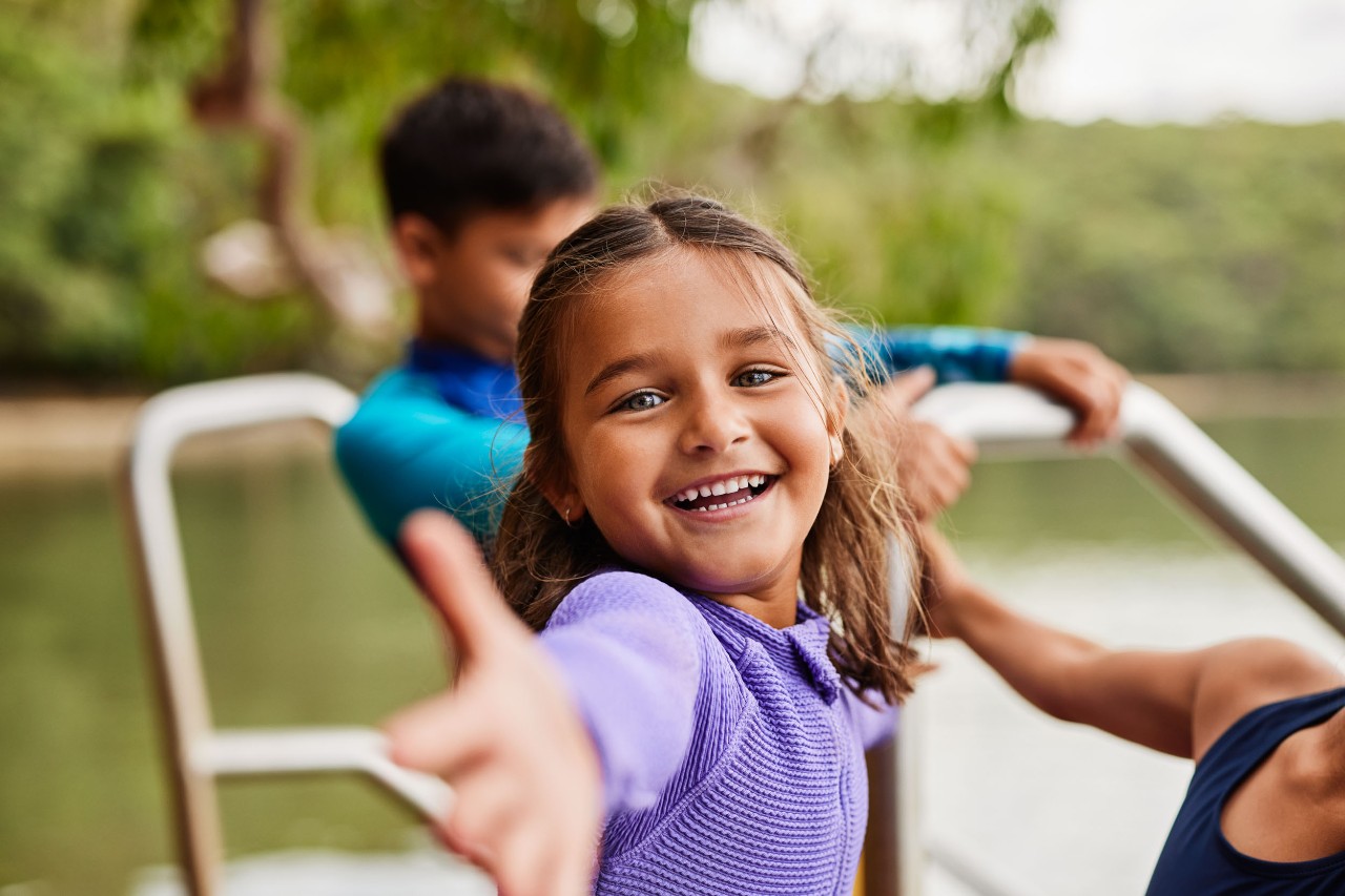 Young girl enjoying recreation in the river