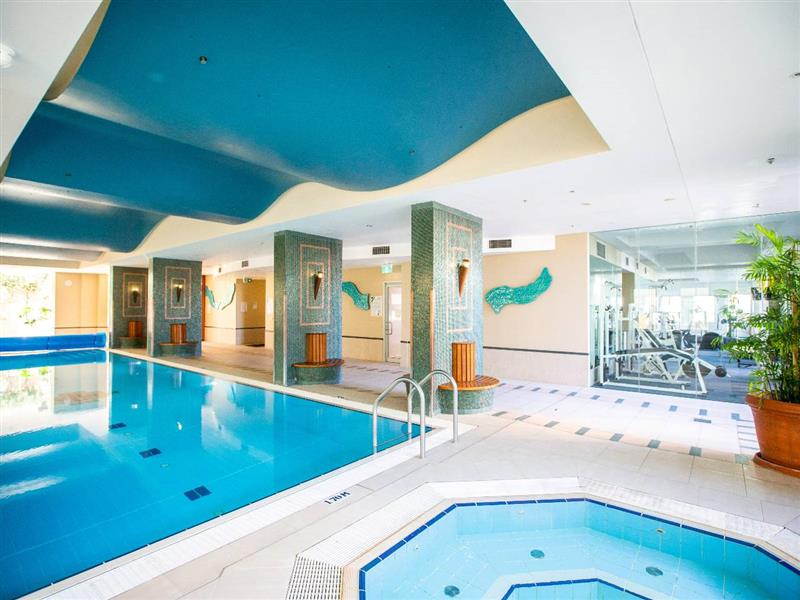 Pool and gym in the Century Tower strata building.